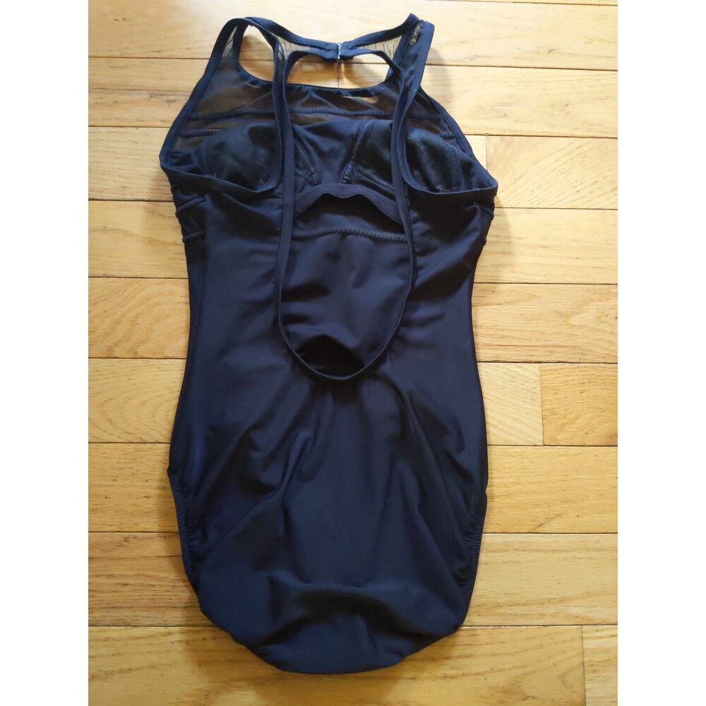 Jantzen Black One Piece Swimsuit Pleated Bust Vintage Style Classic Size 12L - Picture 2 of 8